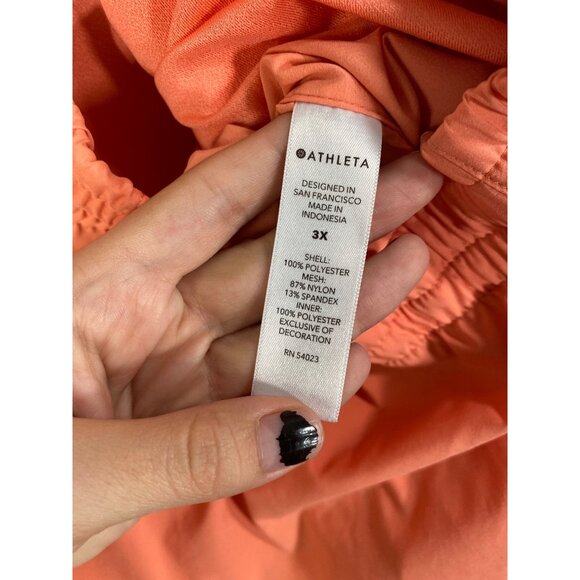 ATHLETA Mesh Racer Run Short 4" Women SZ 3X Coral Lined Drawstring Elastic Waist - Picture 7 of 8